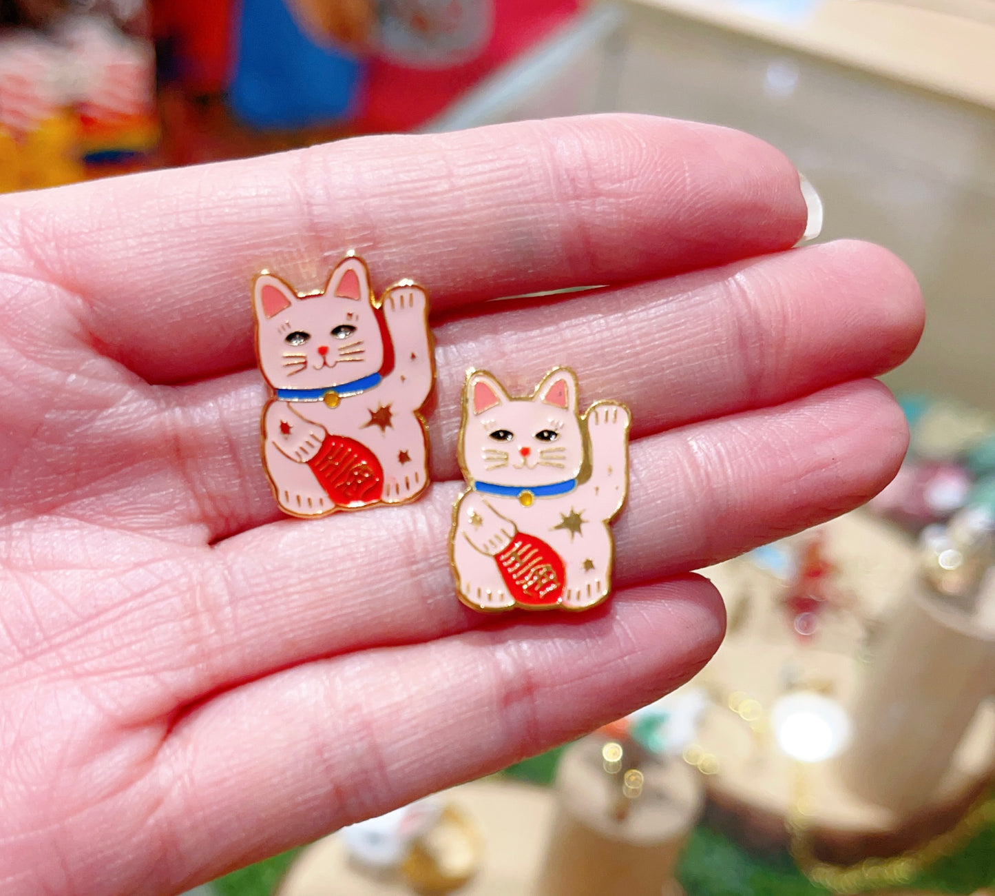 Handmade Japanese Style Luckycat Gold Plated Earrings