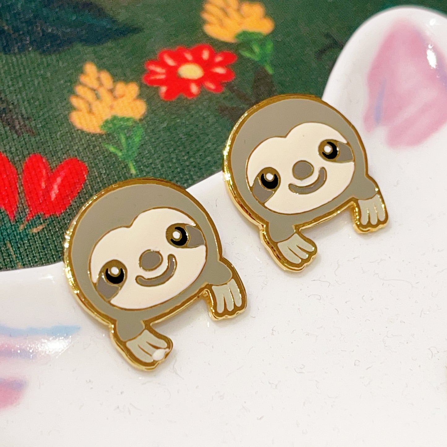 Handmade Cute Animal Sloth Mate Gold Plated Earrings