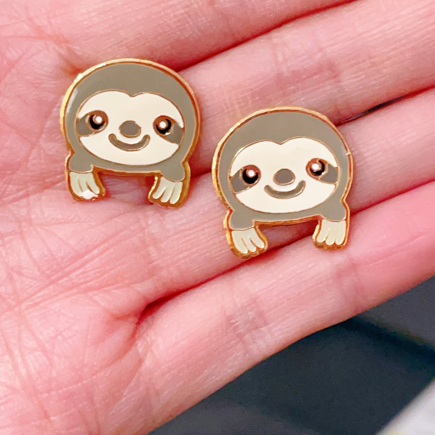 Handmade Cute Animal Sloth Mate Gold Plated Earrings