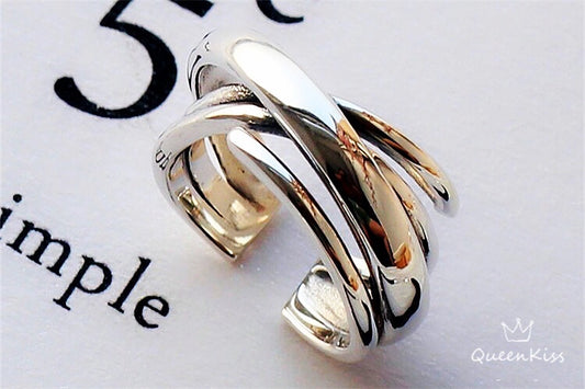 Cool Quirky Adjustable X Silver Ring -- West World