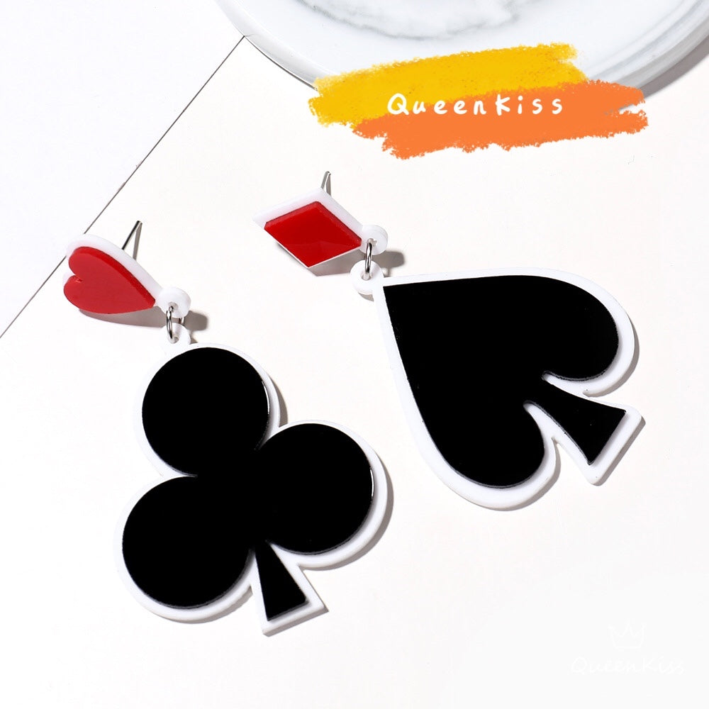 Cute Light Trendy Quirky Black Spade and Club Earrings - Double Dubbo!!