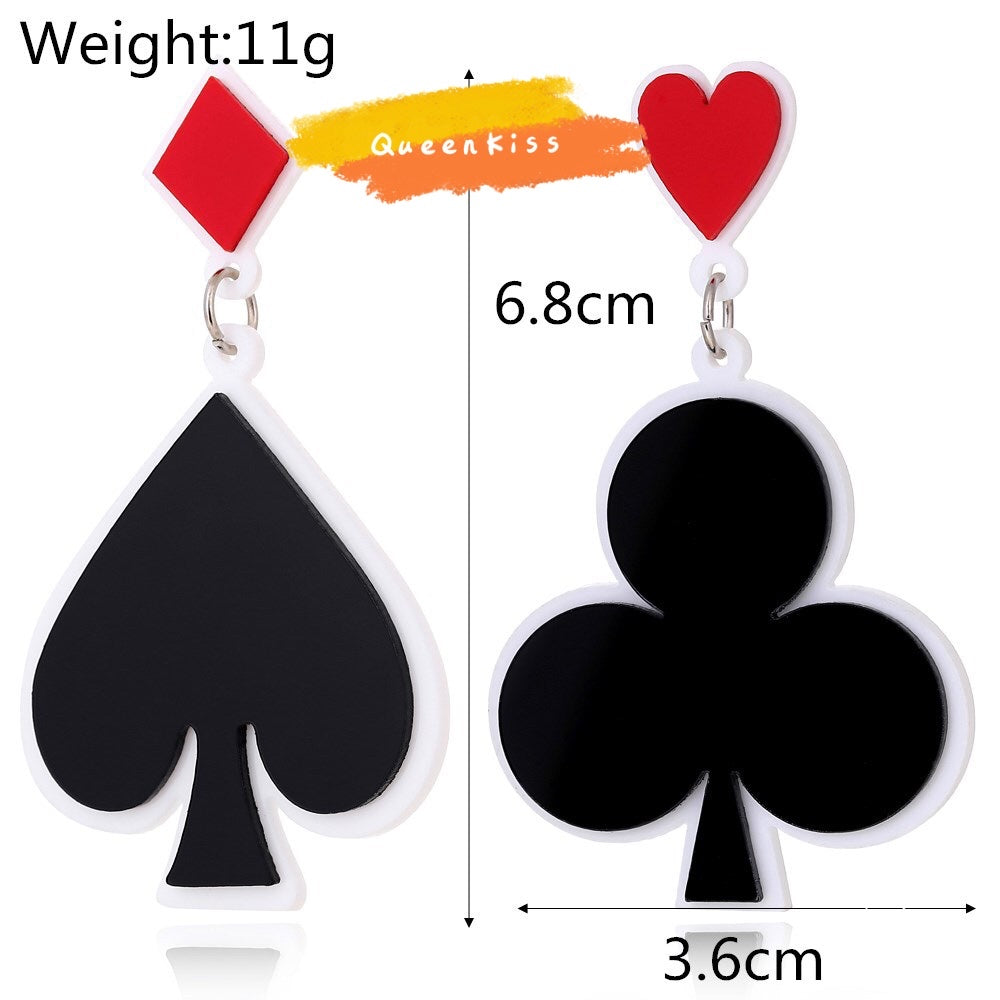 Cute Light Trendy Quirky Black Spade and Club Earrings - Double Dubbo!!