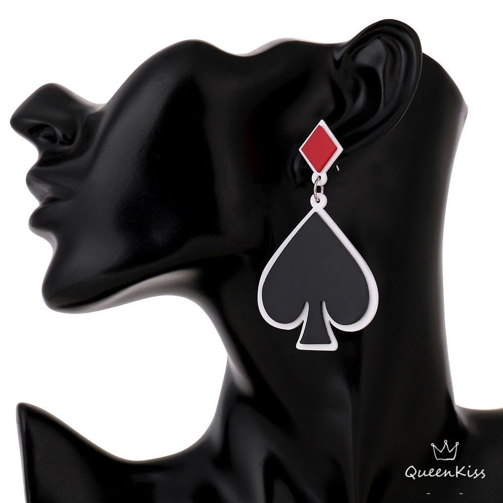 Cute Light Trendy Quirky Black Spade and Club Earrings - Double Dubbo!!