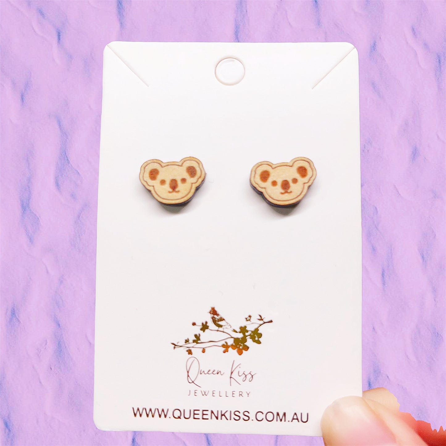 Cute Koala Wood Stud Earrings - Made in Australia