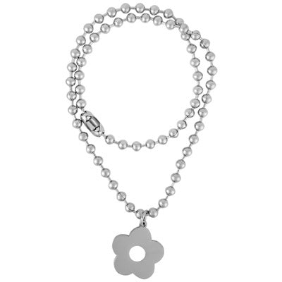 Funky Punk Stainless Steel Cool Cute Adorable Flower Long and Short Silver Necklace -- Flower me!!