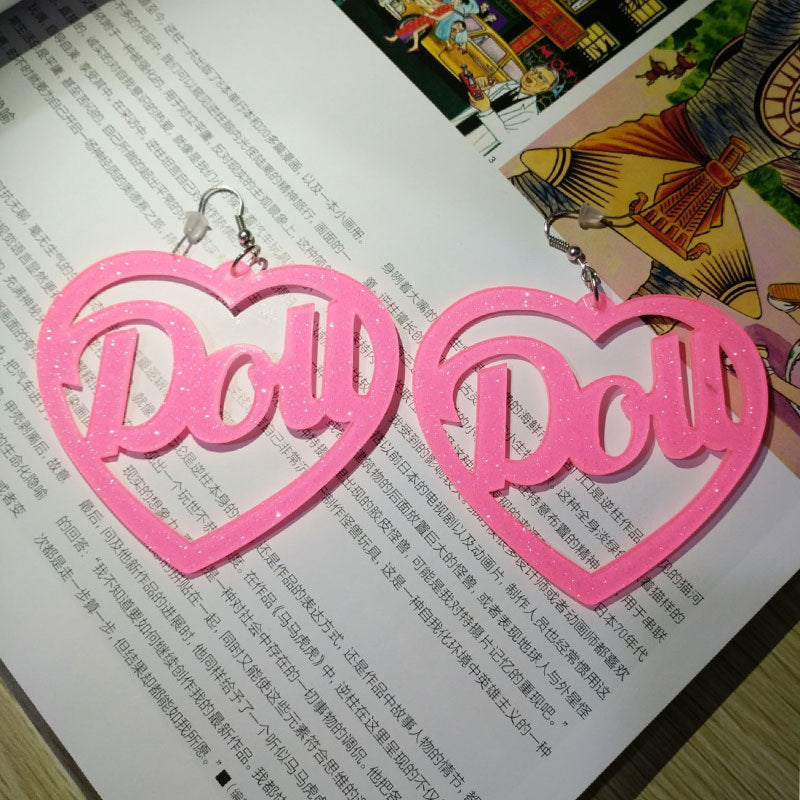 Cute Light Trendy Pinky Heart Baby DOLL Earrings - Baby Doll!!