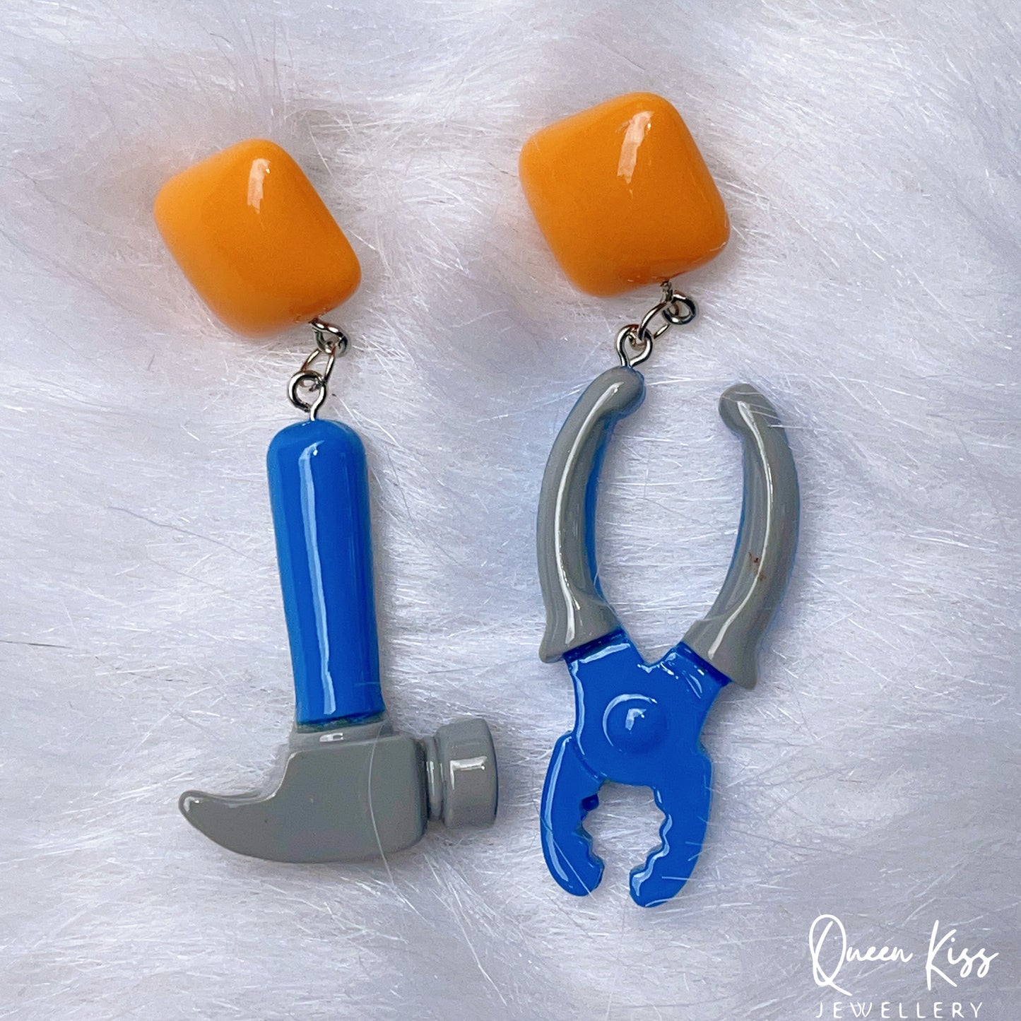 Cute Light Trendy Quirky Hammer and Pliers Earrings - Together We Shall Win!!