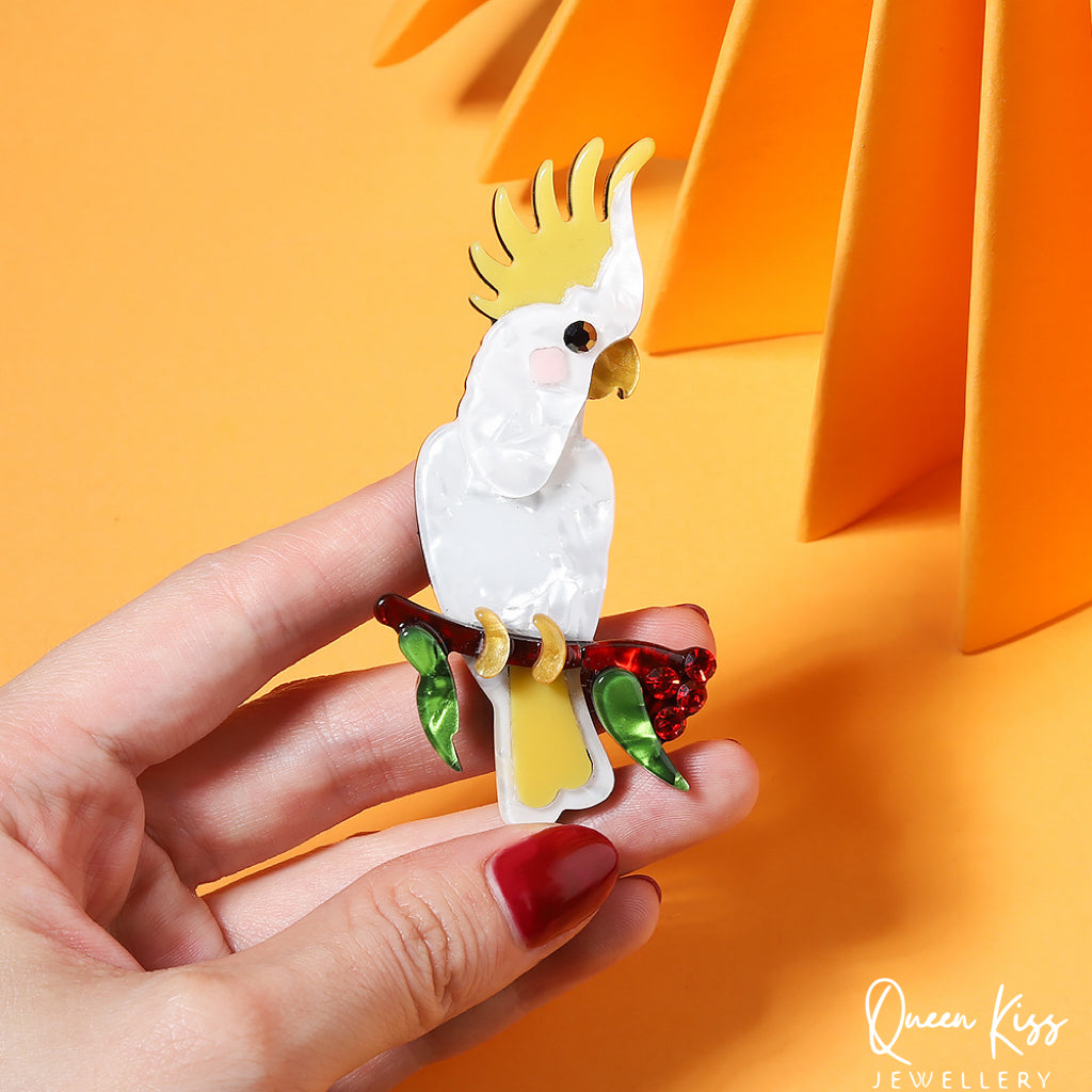 Cute Adorable Good Quality Acrylic Parrot Bird Brooches Artist Gift for Her, Mother, Kid, Sister, Good Friends