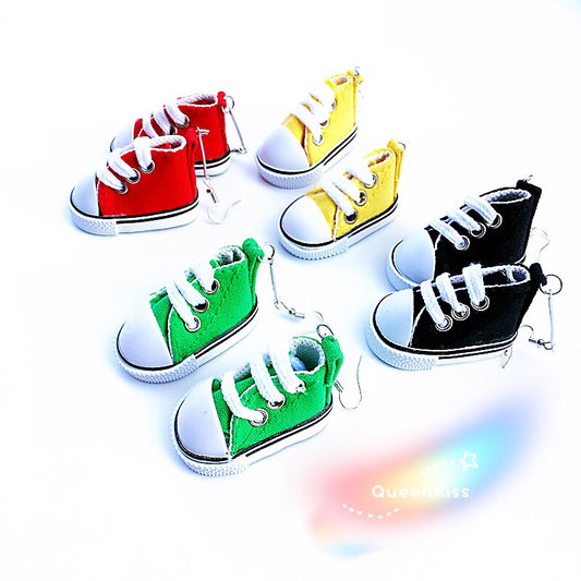 Super Sweet Cute Adorable Light Green Red Yellow Black Purple Sneakers Shoes Sports Earrings -- Cool Kids!!