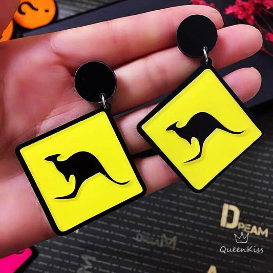 Cute Light Trendy Yellow Board Kangaroo Party Earrings - Call me Sexy!!