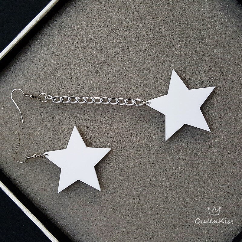 Cute Light Trendy Gorgeous White Star Earrings - Super Star!!