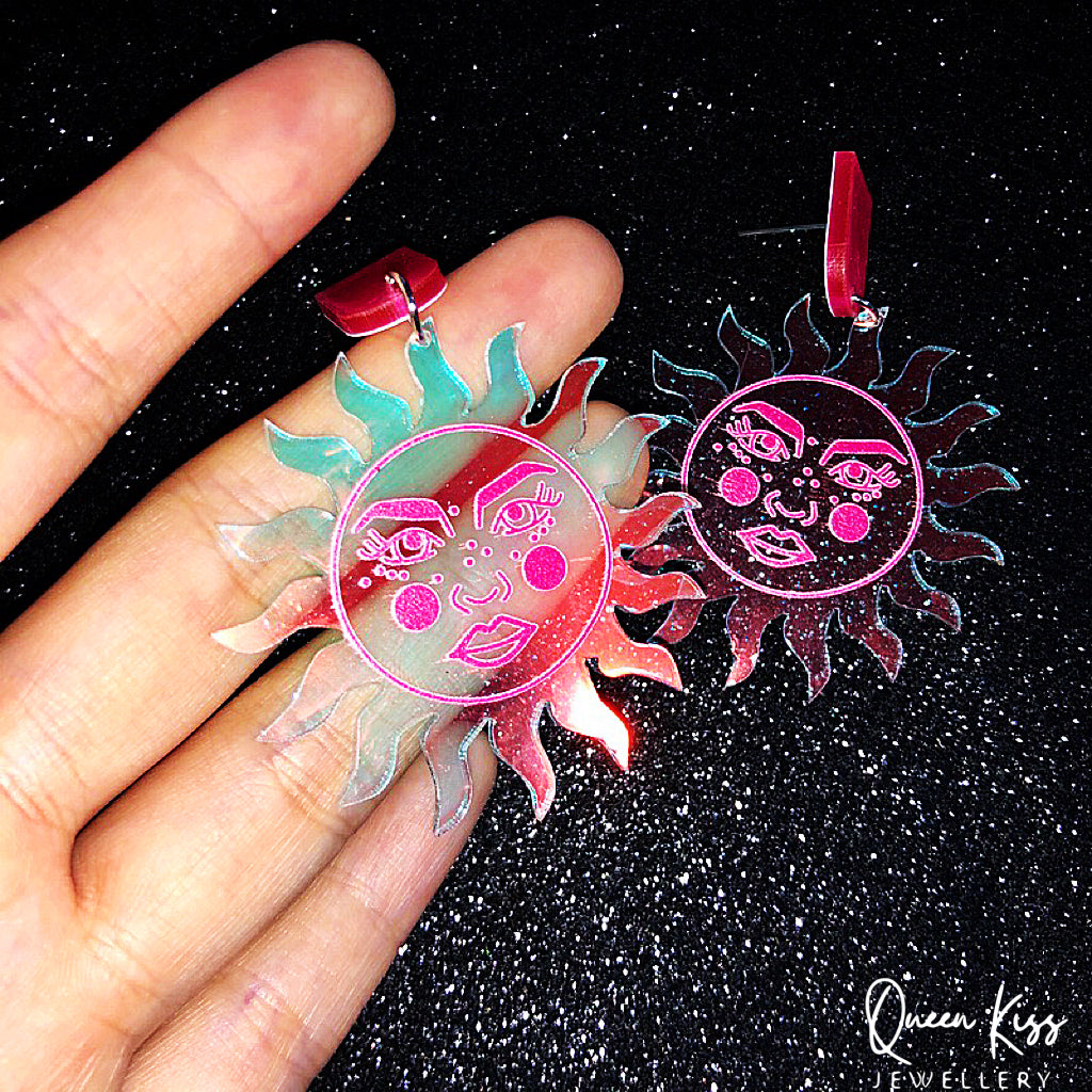 Cute Light Trendy Adorable Sunshine Mr Sun Pinky Earrings - Mr. Sun!!