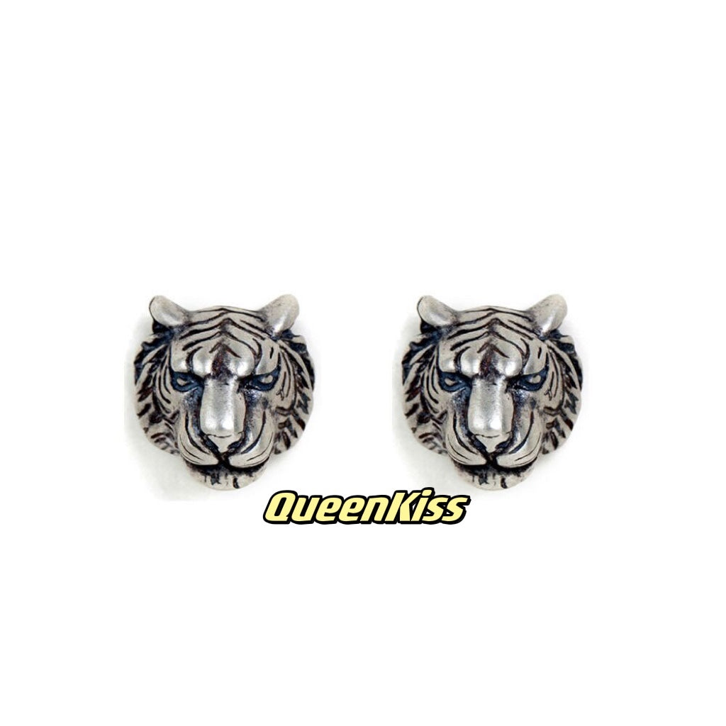 Sterling Silver 925 Stud Earrings Cool Tiger Stud Earrings Modern Studs Minimal Stud Earrings Gift for her