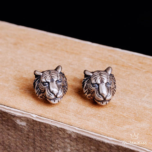 Sterling Silver 925 Stud Earrings Cool Tiger Stud Earrings Modern Studs Minimal Stud Earrings Gift for her