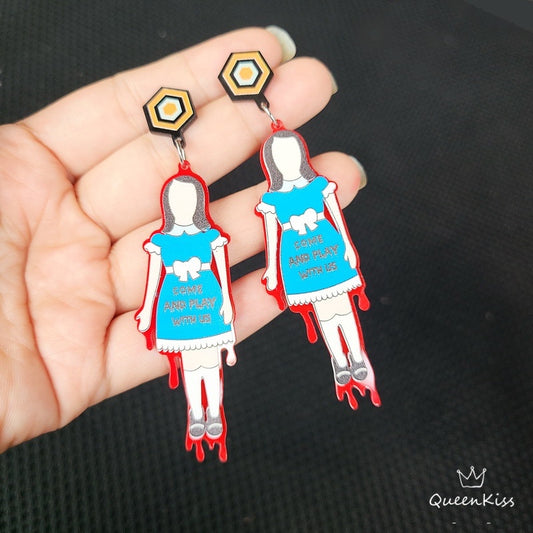 Radiant acrylic Quirky Girl Earrings, Laser Cut Acrylic Cute Light Trendy Quirky Girl Long Earrings - Come And Play With Us!!