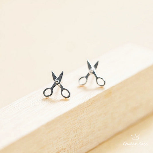 Sterling Silver 925 Stud Earrings Cute Scissors Stud Earrings Modern Studs Minimal Stud Earrings Gift for her