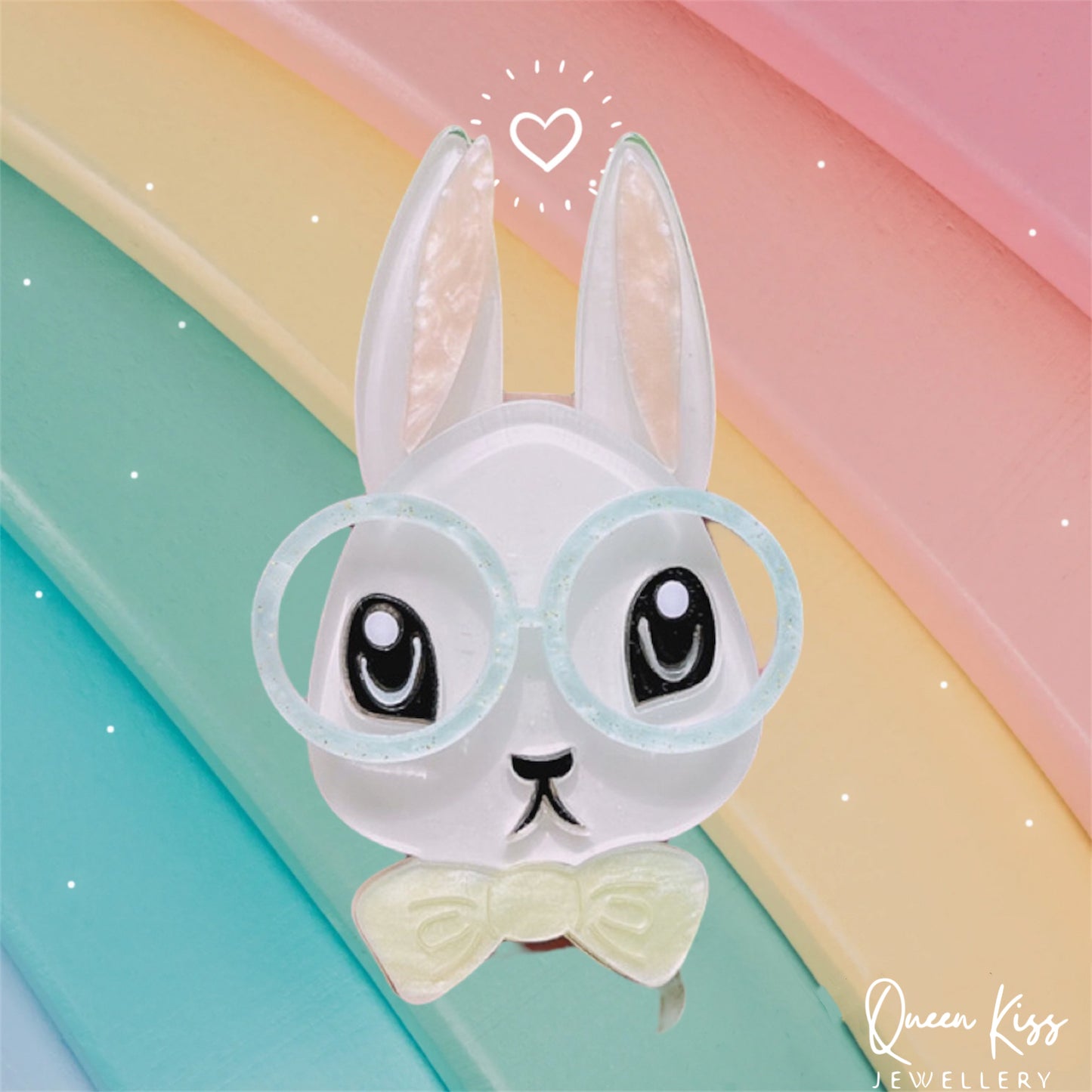 Cute Adorable Good Quality Acrylic Bunny Rabbit Brooches Artist Gift for Her, Mother, Kid, Sister, Good Friends