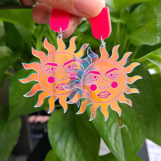 Cute Light Trendy Adorable Sunshine Mr Sun Pinky Earrings - Mr. Sun!!