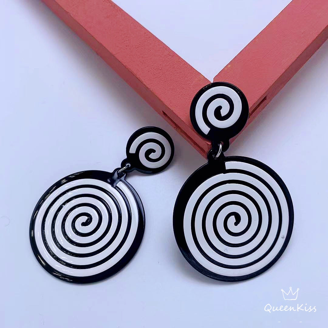 Cute Light Trendy Adorable Circle Black and White Earrings - Black and White!!