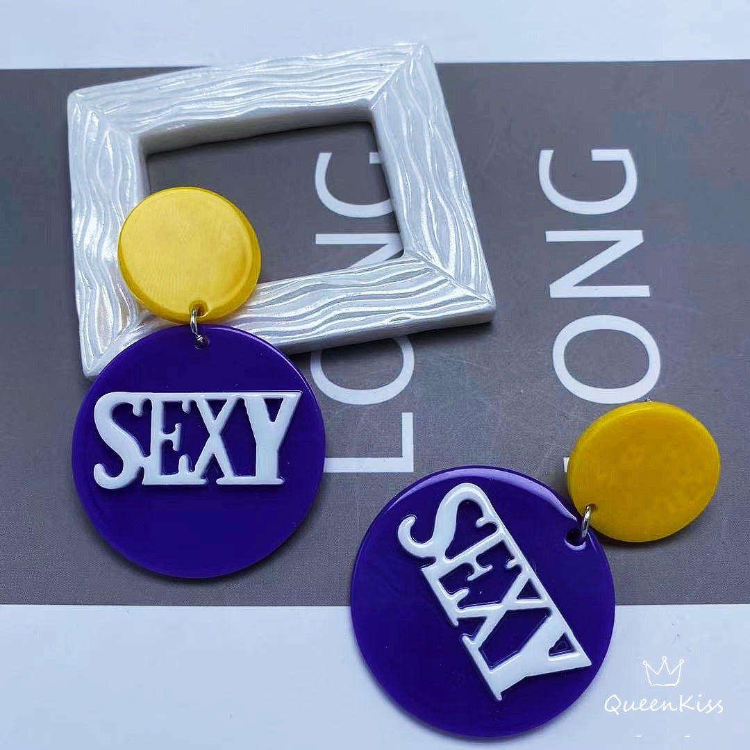 Cute Light Trendy Yellow Purple Color Matching SEXY Earrings - Sexy Baby!!