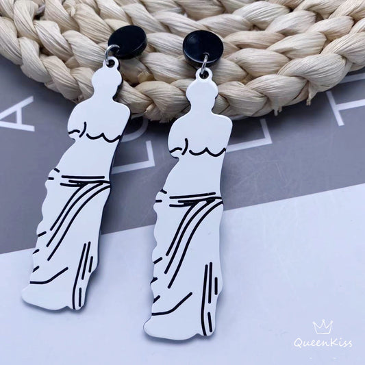 Cute Light Trendy Adorable Vienna Statue White Earrings - White Dream!!