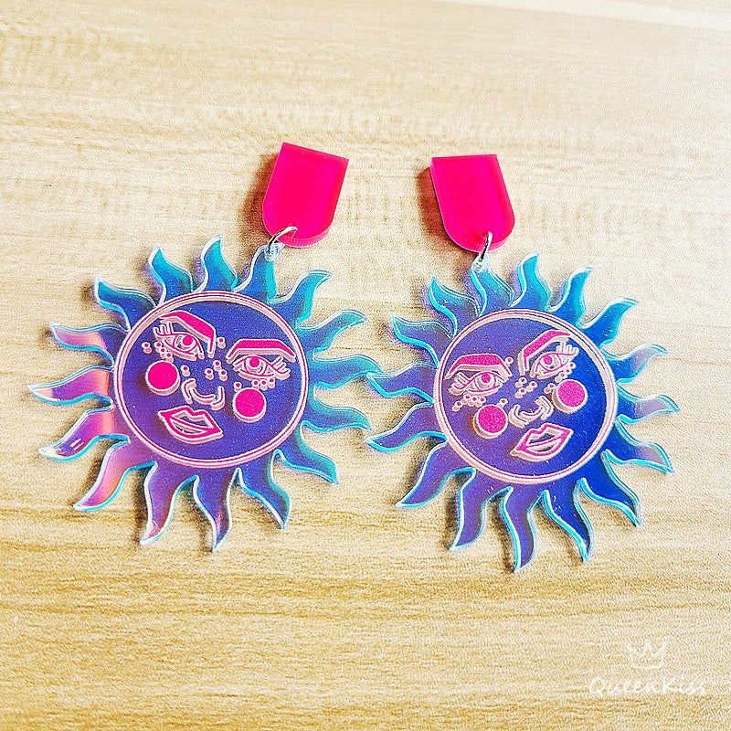 Cute Light Trendy Adorable Sunshine Mr Sun Pinky Earrings - Mr. Sun!!