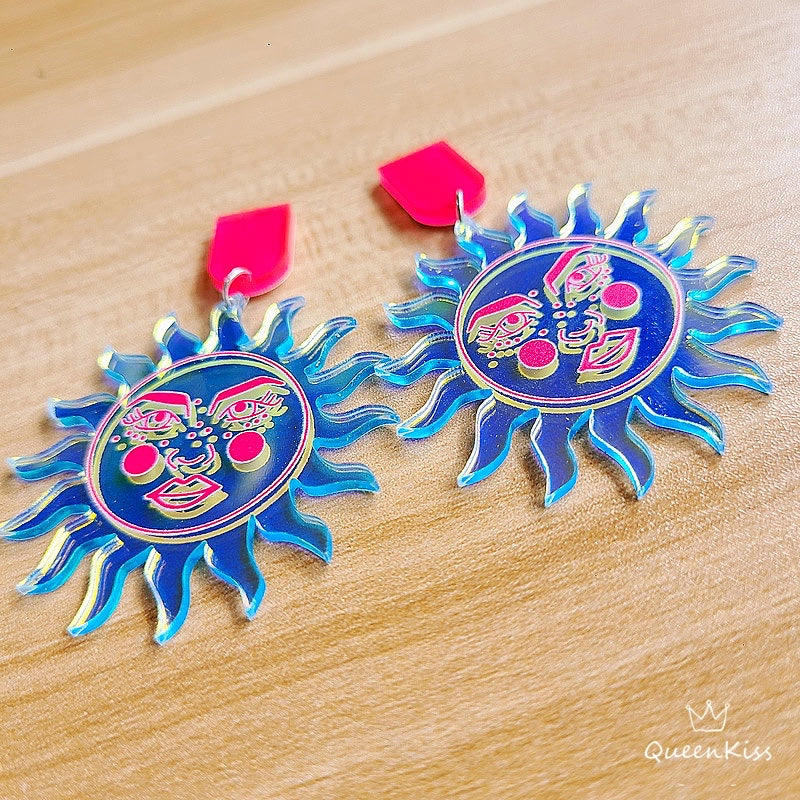 Cute Light Trendy Adorable Sunshine Mr Sun Pinky Earrings - Mr. Sun!!