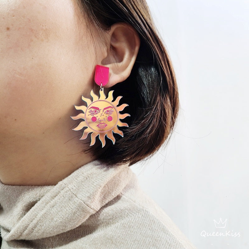 Cute Light Trendy Adorable Sunshine Mr Sun Pinky Earrings - Mr. Sun!!