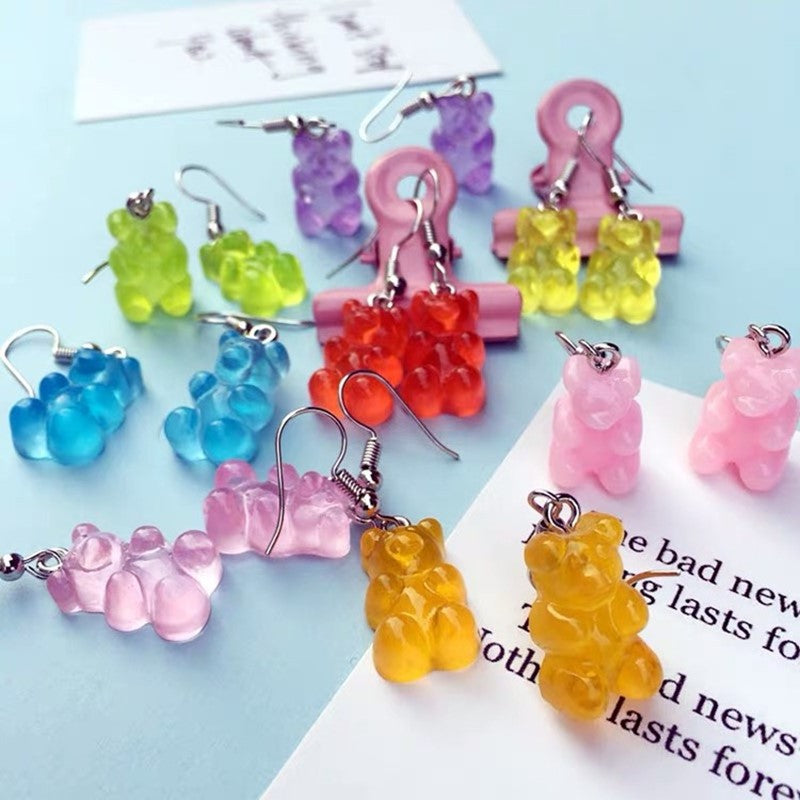 Sale!!! Adorable Absolute Colourful Candy Bear Seven Colors Light Earrings -- Melting in your heart!!