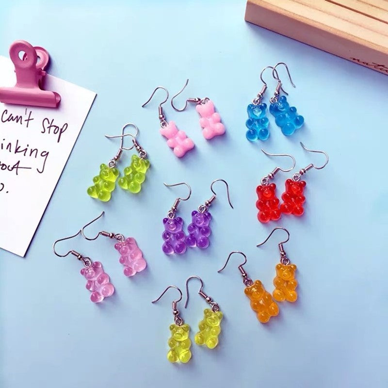 Sale!!! Adorable Absolute Colourful Candy Bear Seven Colors Light Earrings -- Melting in your heart!!