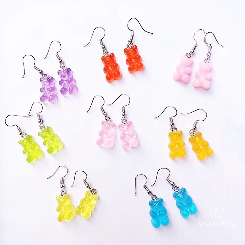 Sale!!! Adorable Absolute Colourful Candy Bear Seven Colors Light Earrings -- Melting in your heart!!