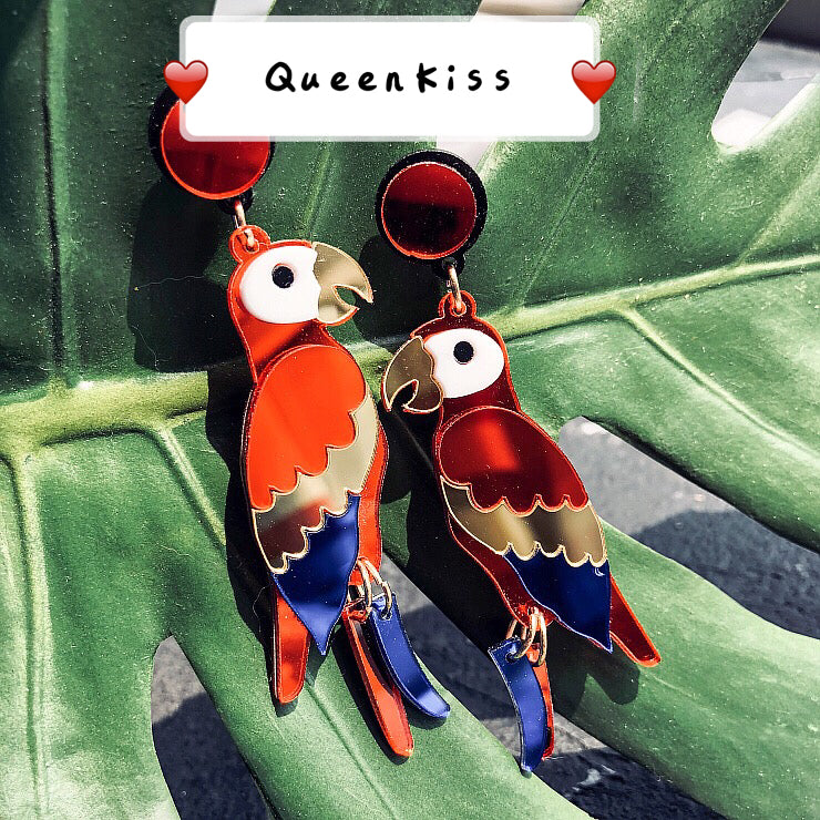 Cute Parrot Red Forest Style Earrings - Sweet Thing!!