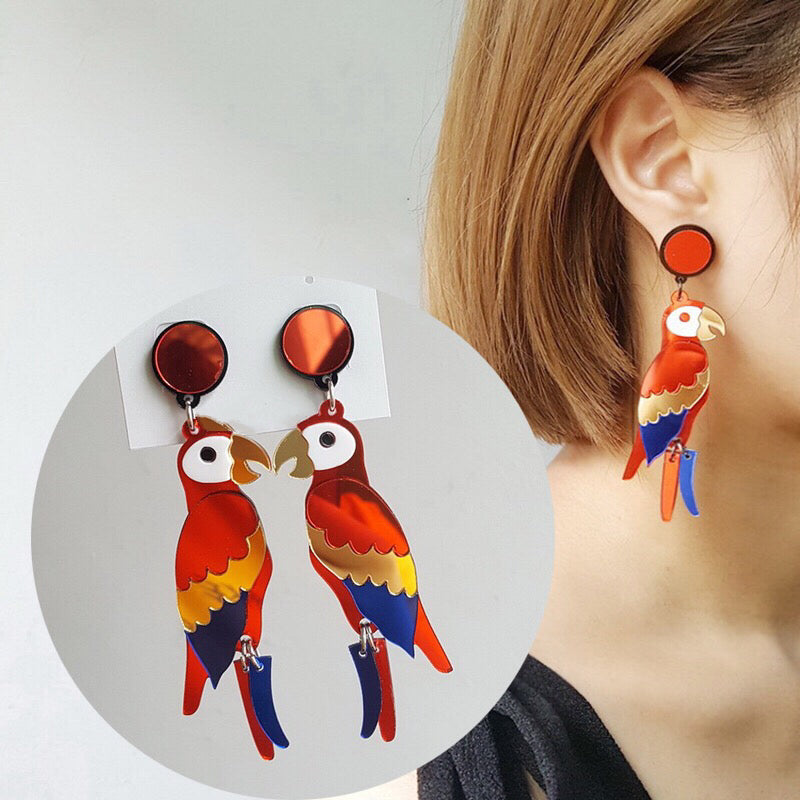 Cute Parrot Red Forest Style Earrings - Sweet Thing!!