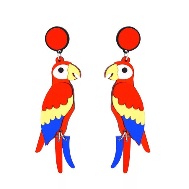 Cute Parrot Red Forest Style Earrings - Sweet Thing!!