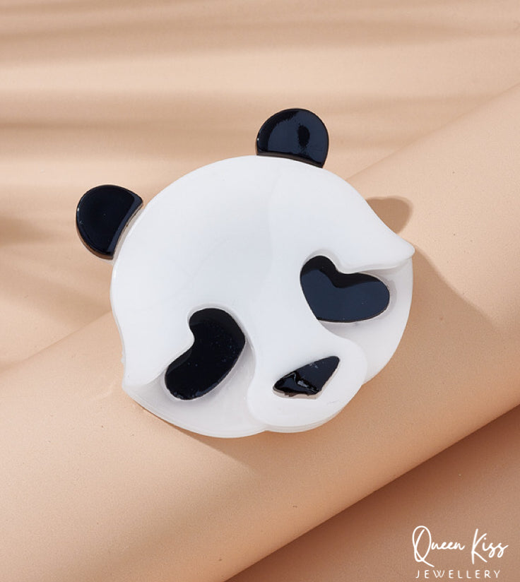 Cute Adorable Good Quality Acrylic Panda Brooches Artist Gift for Her, Mother, Kid, Sister, Good Friends