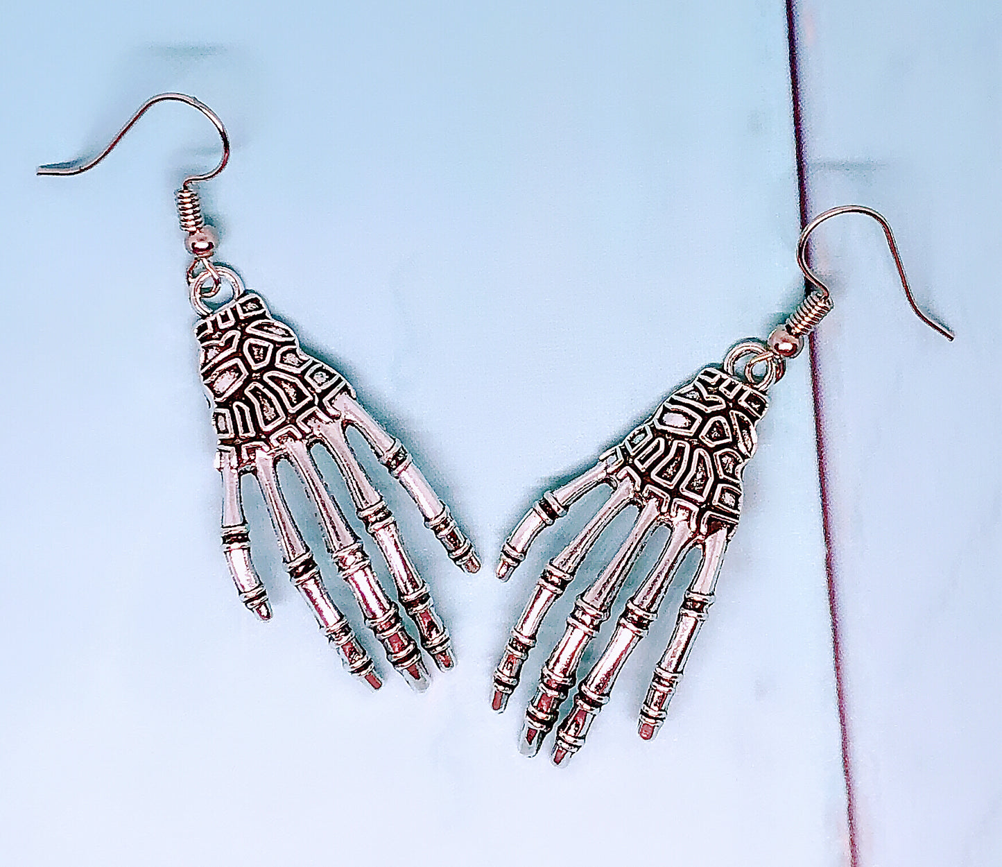 Quirky 3D Skeleton Hands Silver Earrings And Necklace Zombie Halloween Earrings, HorrorJewelry, Jewellery, Gothic Earrings -- Touch my heart