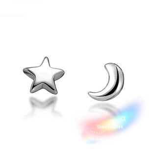 Sterling Silver 925 Stud Earrings Cute Star and Moon Stud Earrings Modern Studs Minimal Stud Earrings Gift for her