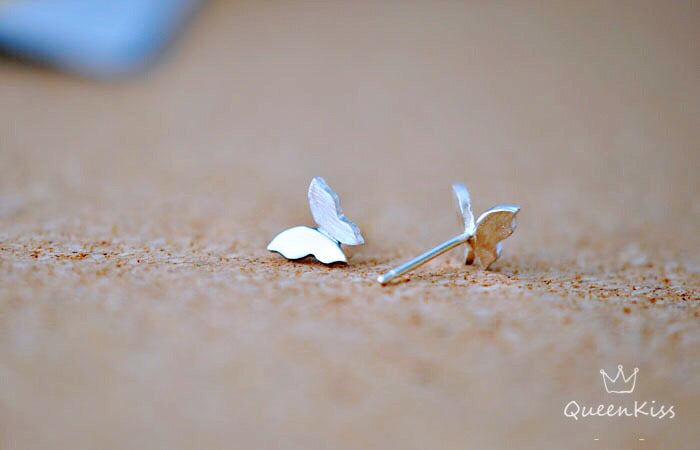 Sterling Silver 925 Stud Earrings Cute Butterfly Stud Earrings Modern Studs Minimal Stud Earrings Gift for her