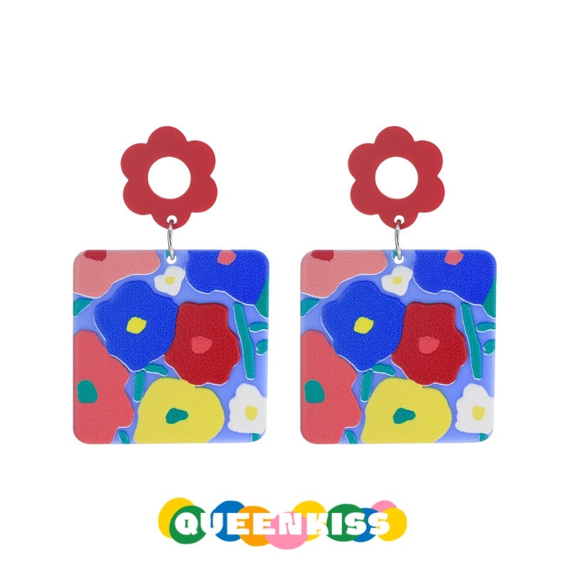 Cute Light Trendy Adorable Acrylic Floral Flower Earrings - Garden Baby!!