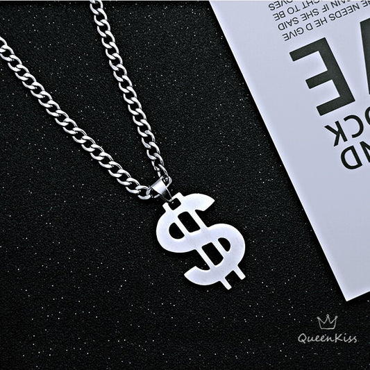 Funky Punk Stainless Steel Cool Cute Adorable Money Currency Silver Necklace -- Gimme Gimme!!