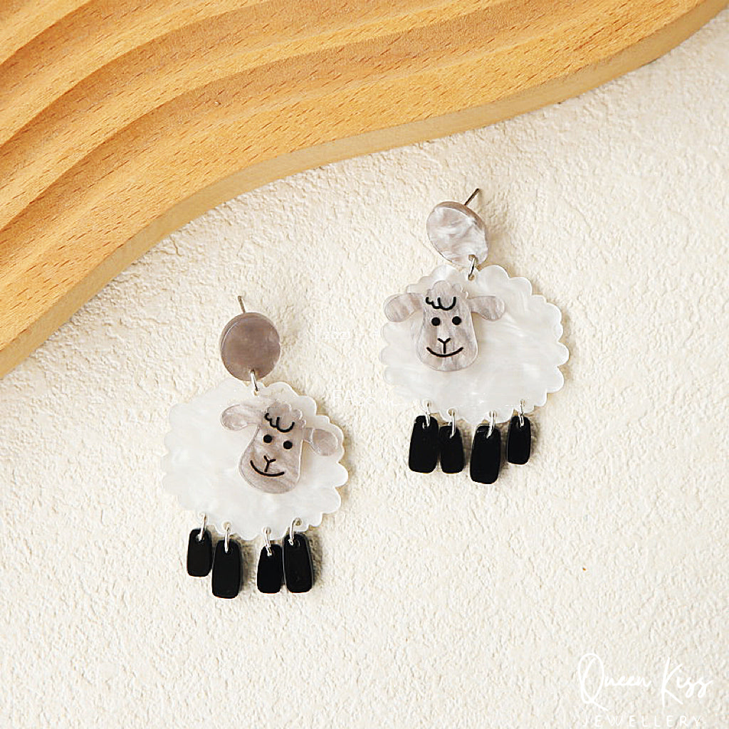 Super Light Acrylic Cute Sheep Earrings - Ba Ba Black Sheep!!