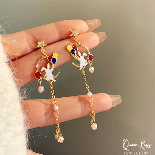 Copy of Super Cute Rabbit Bunny and Ballons Earrings -- Happy together!!