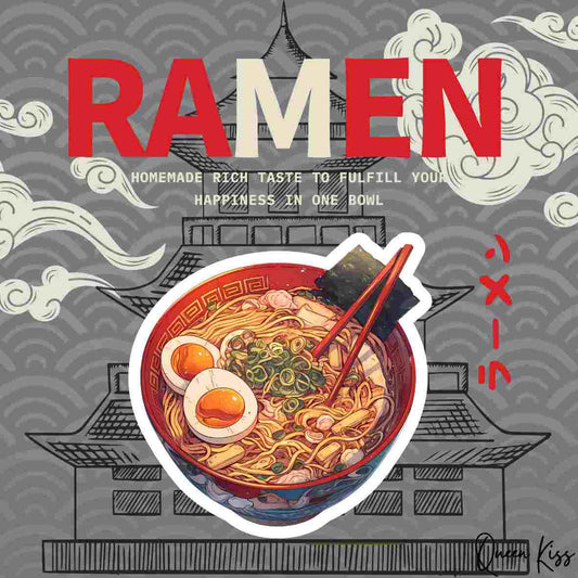 Cute Japansese Ramen Sticker, Waterproof Glossy Sticker, Vinyl Sticker, Laptop Phone Notebook Mug Sticker -- Ramen Club