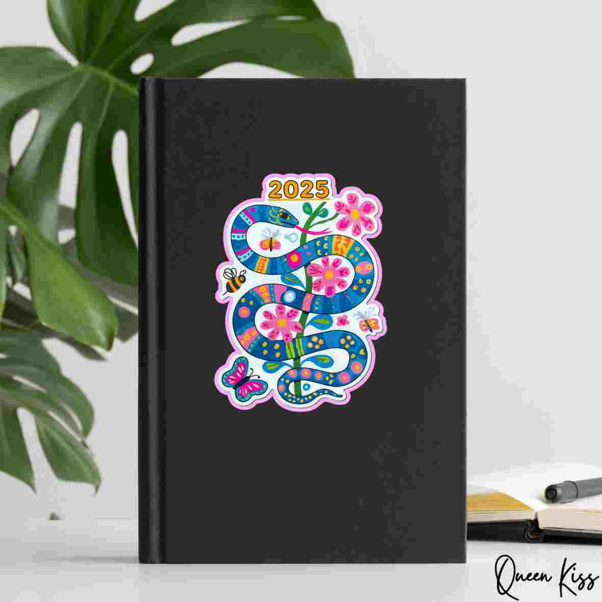 Cute Snake 2025 Sticker, Waterproof Glossy Sticker, Vinyl Sticker, Laptop Phone Notebook Mug Sticker -- Shaky snakey