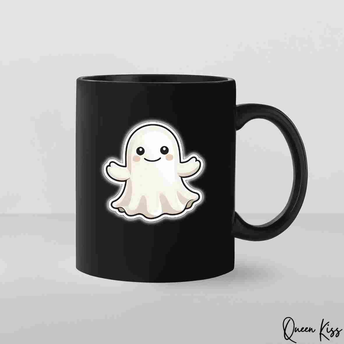 Cute Ghost Sticker, Sticker, Waterproof Glossy Sticker, Vinyl Sticker, Laptop Phone Notebook Mug Sticker -- Boo!!!