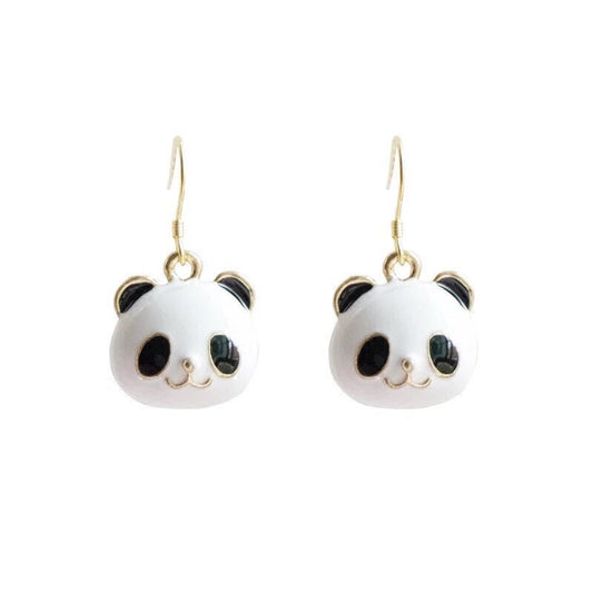 Sale!!! Enameled Cute Lovely Baby Panda Rosegold Plated Earrings - Panda Wonder