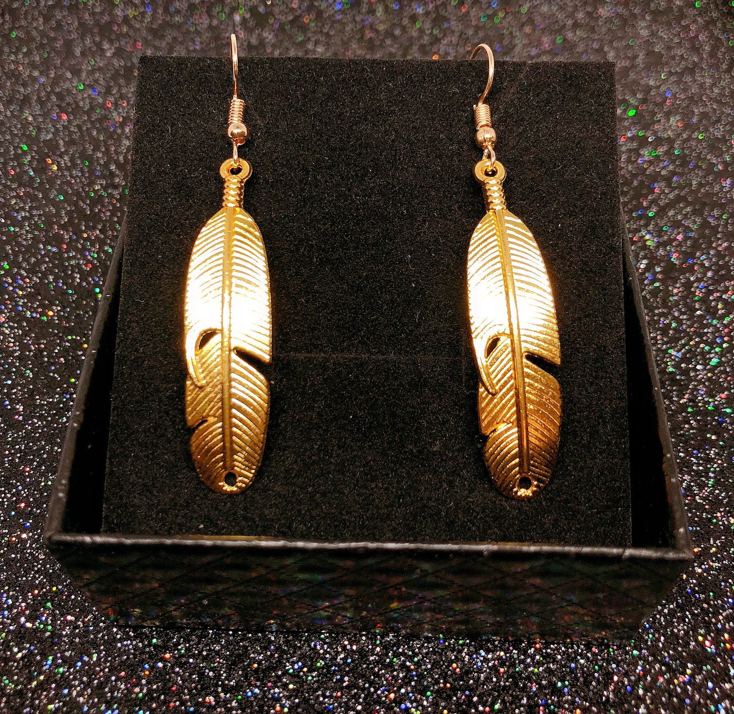 Sale!!! 3D Long Leaf Golden Earrings -- Golden Leaves