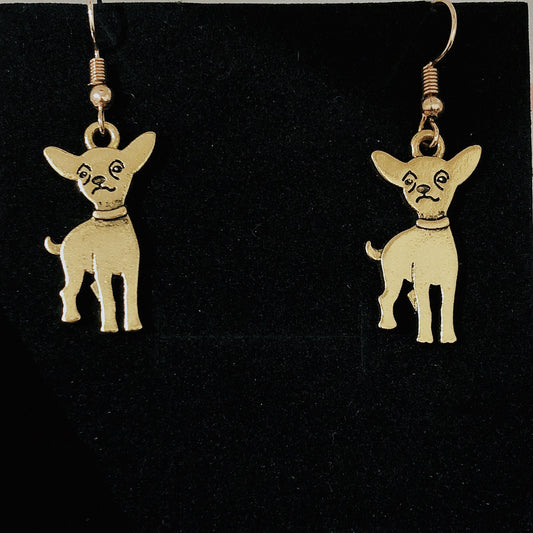 Cute Chihuahua Golden Earrings -- Always stand by your side