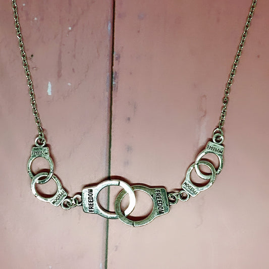 Original Design Handcuffs Silver Necklace -- Quirky Lover !!