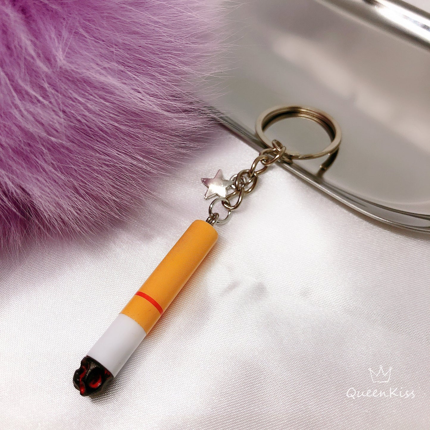 Cool Burning Cigarettes Star Keychain Key Ring Keyring Key Chain - Smoke in my eyes!!